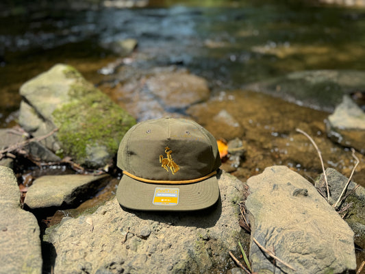 Richardson Rope Hat, 5 Panel, Western, Bronco, Green and Gold